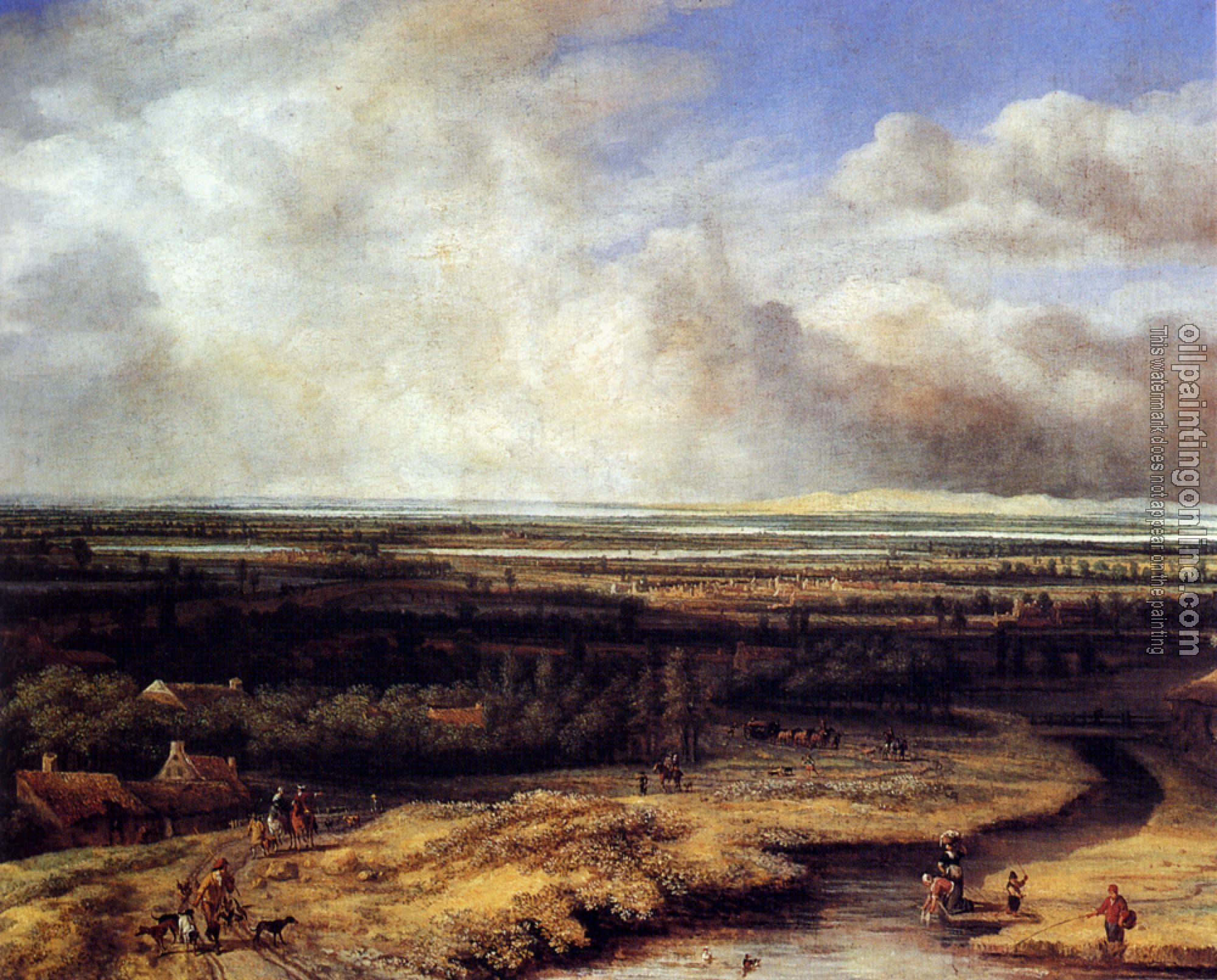 Philips Koninck - An Extensive Landscape With A Hawking Party